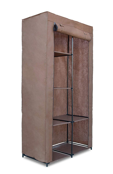 Freestanding Covered Closet - 6 Shelves with Hanging Rack