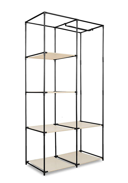 Freestanding Covered Closet - 6 Shelves with Hanging Rack