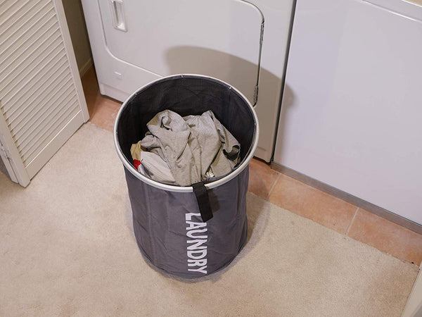 Collapsible Round Rolling Laundry Hamper with Mesh Closure